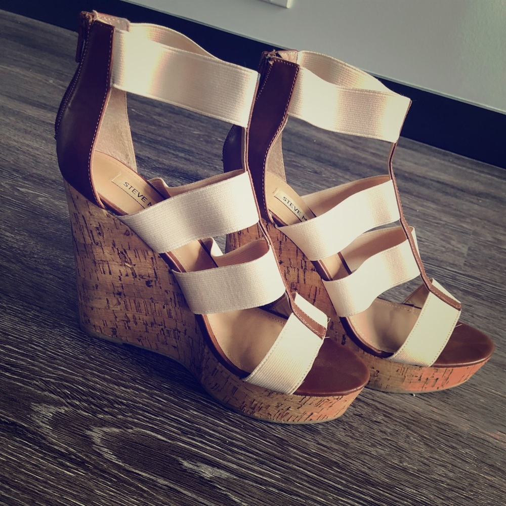 Steve Madden Selinah Strappy Cork Wedge Platform